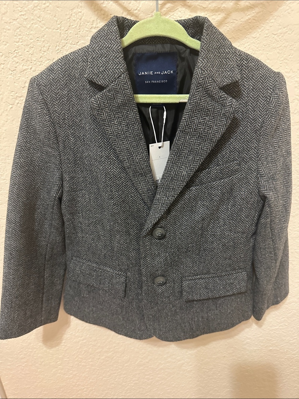 Janie and Jack Gray Herringbone Blazer Jacket